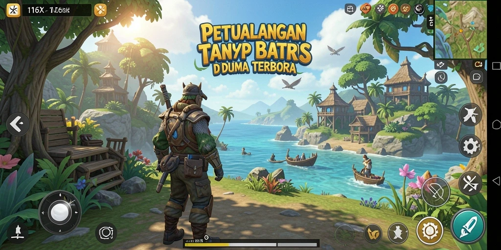 Screenshot gameplay 116X menampilkan dunia terbuka yang luas dan penuh petualangan.