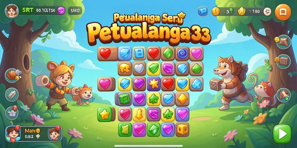 Tampilan gameplay 5RT yang penuh warna dengan tantangan Match-3.