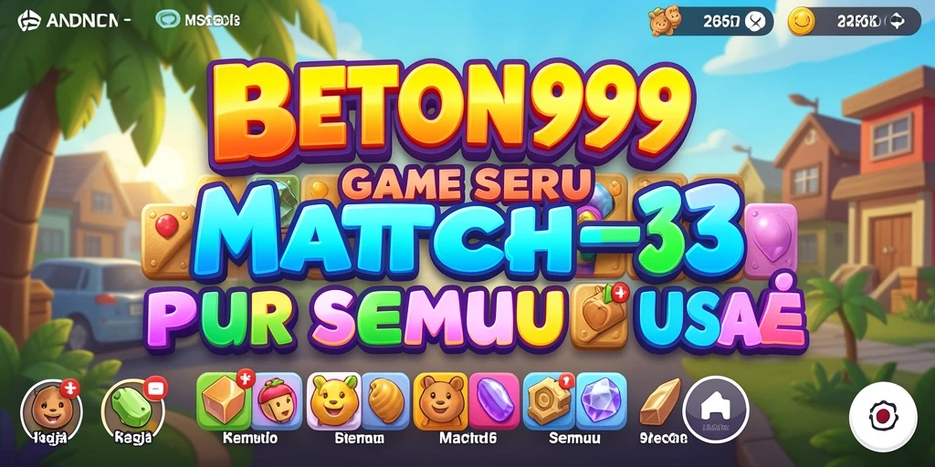 Tampilan gameplay BETON999 dengan grafis penuh warna dan tantangan Match-3.