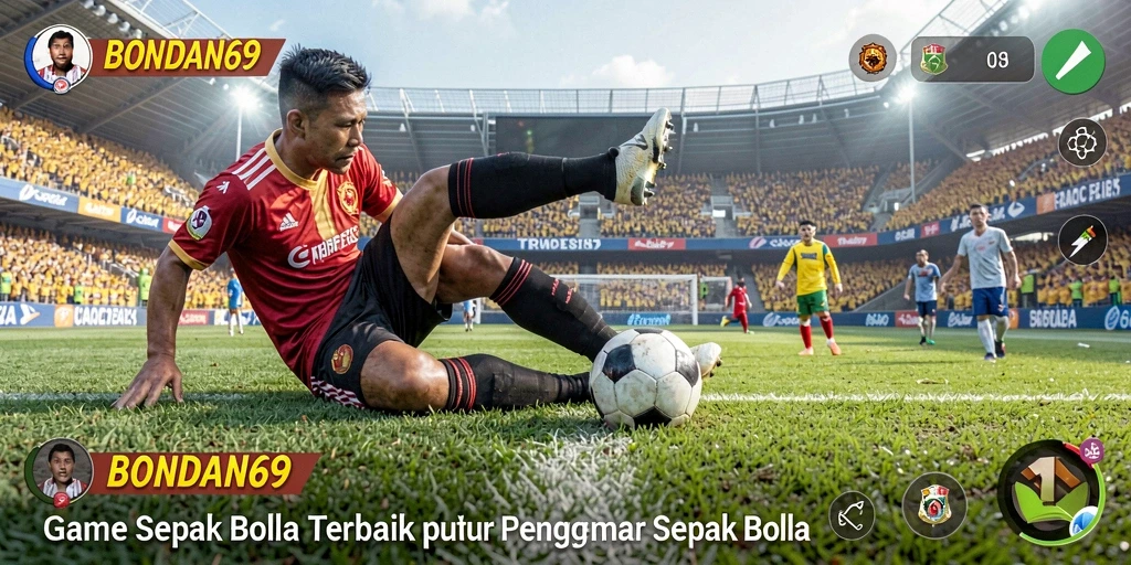 Tangkapan layar gameplay BONDAN69 menampilkan aksi seru dalam pertandingan sepak bola.