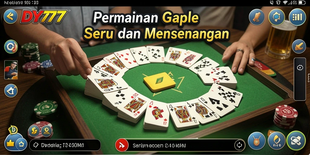 Screenshot DY777 menunjukkan serunya bermain Gaple bersama teman.