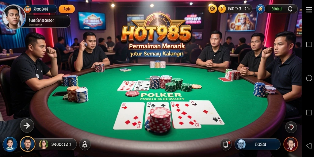 Tampilan gameplay poker yang menarik dan interaktif di HOT985.