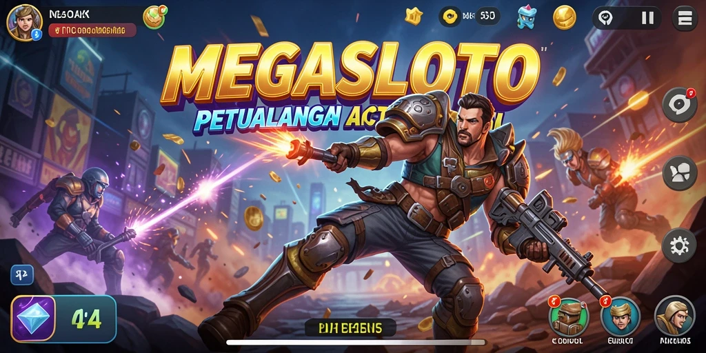 Tampilan gameplay mendebarkan dari MEGASLOTO yang penuh aksi.