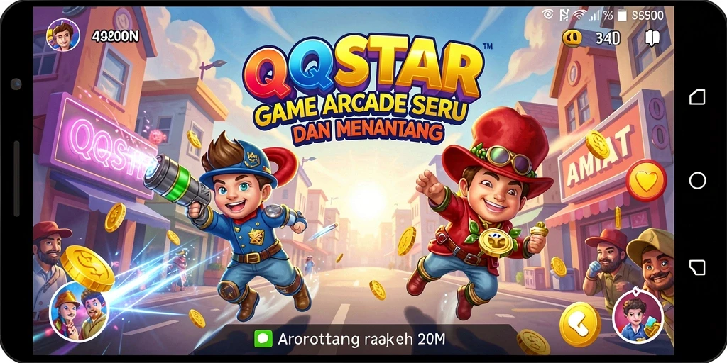 Tampilan gameplay QQSTAR yang penuh warna dan menantang