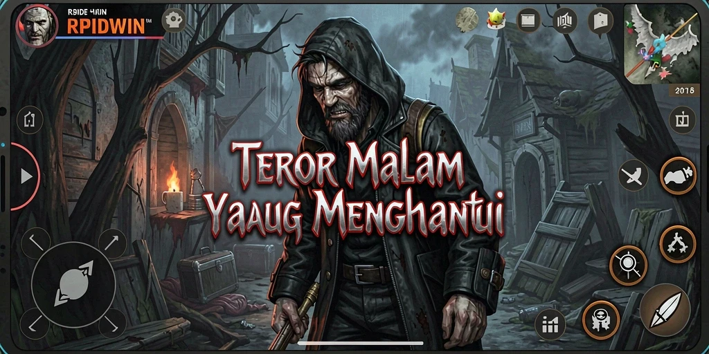 Tampilan gameplay RPIDWIN dengan suasana horror yang mencekam.