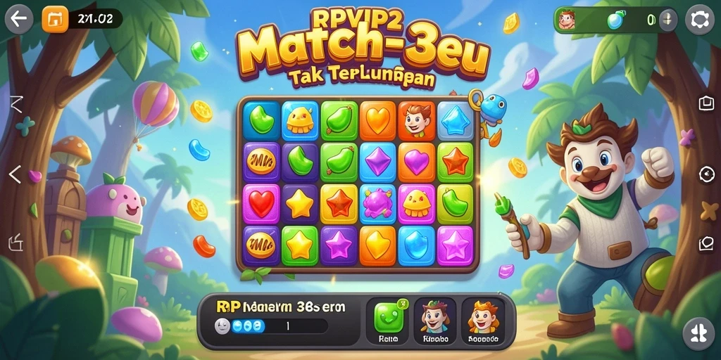 Tampilan gameplay RPVIP2 yang penuh warna dan menantang.