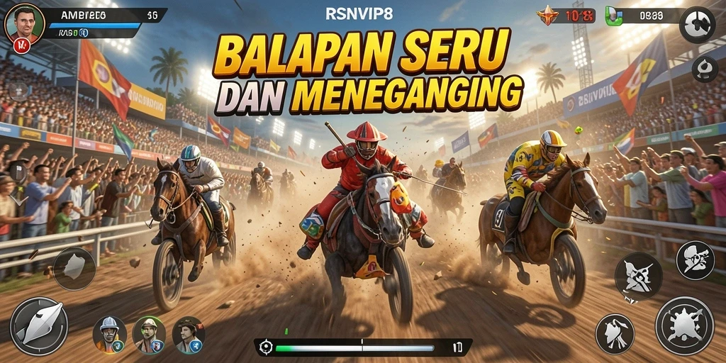 Screenshot gameplay RSNVIP8 menunjukkan balapan seru dan adrenalin tinggi.