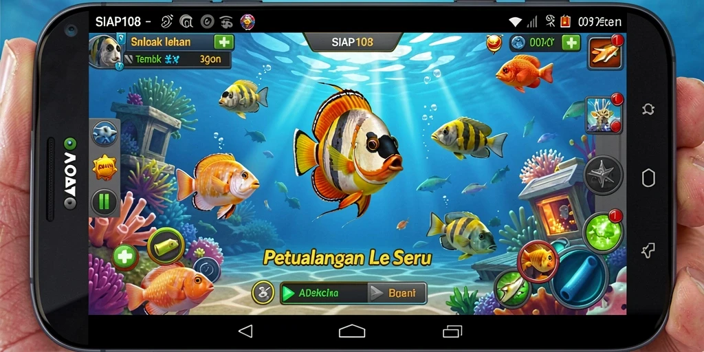 Tangkapan layar SIAP108 menampilkan aksi menembak ikan yang seru.