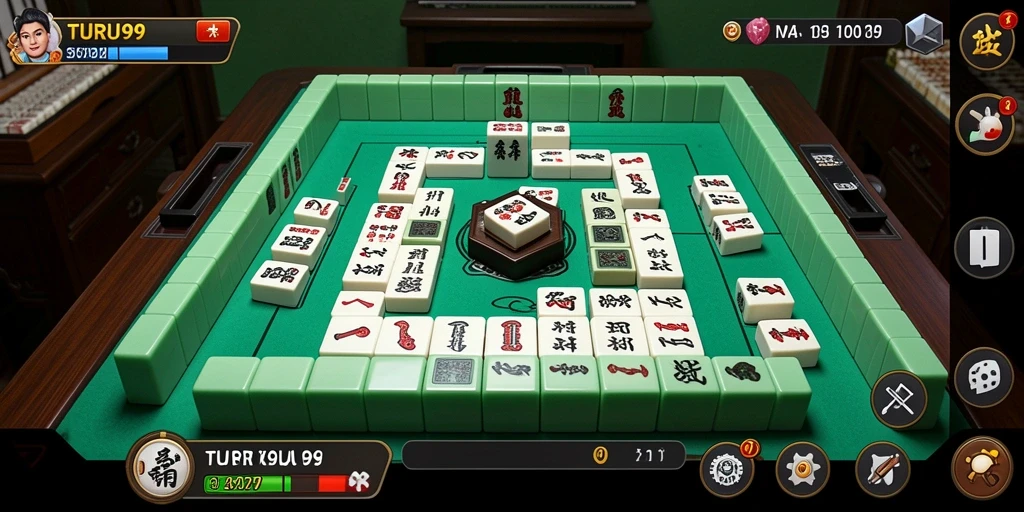 Screenshot gameplay TURU99 yang menampilkan suasana permainan Mahjong yang menarik.